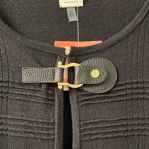 ANNE KLEIN Long Open Cardigan Faux Leather Clasp Size 3X New with Tag MSRP $129 - Picture 3 of 5